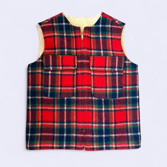 Vintage men’s reversible plaid and Sherpa vest by Pendleton - Picture 1 of 2